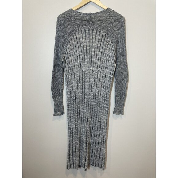 Free People Shadow Stripe Knit Duster Cardigan Longline Gray Size XS Minimalist - Picture 3 of 10